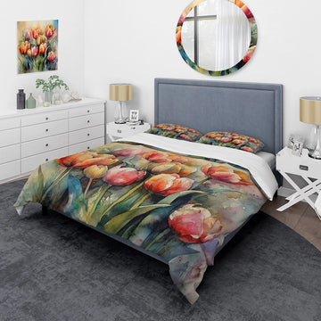Orange Serenade Of Tulips - Duvet Cover Set